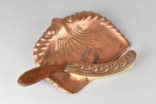 A Late Victorian/Edwardian Copper Crumb Tray and Brush, 24cms Wide