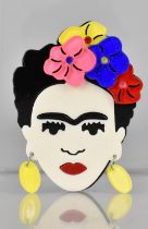 A Vintage Style Frida Kahlo Brooch in the Manner of Lea Stein, 4.5x6.5cm