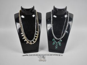 A Collection of Various Vintage Rhinestone Jewellery to include Bracelet, Four Necklaces and a