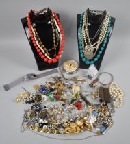 A Collection of Various Costume Jewellery to include Earrings, Brooches, Silver Chain, Hat Pins Etc