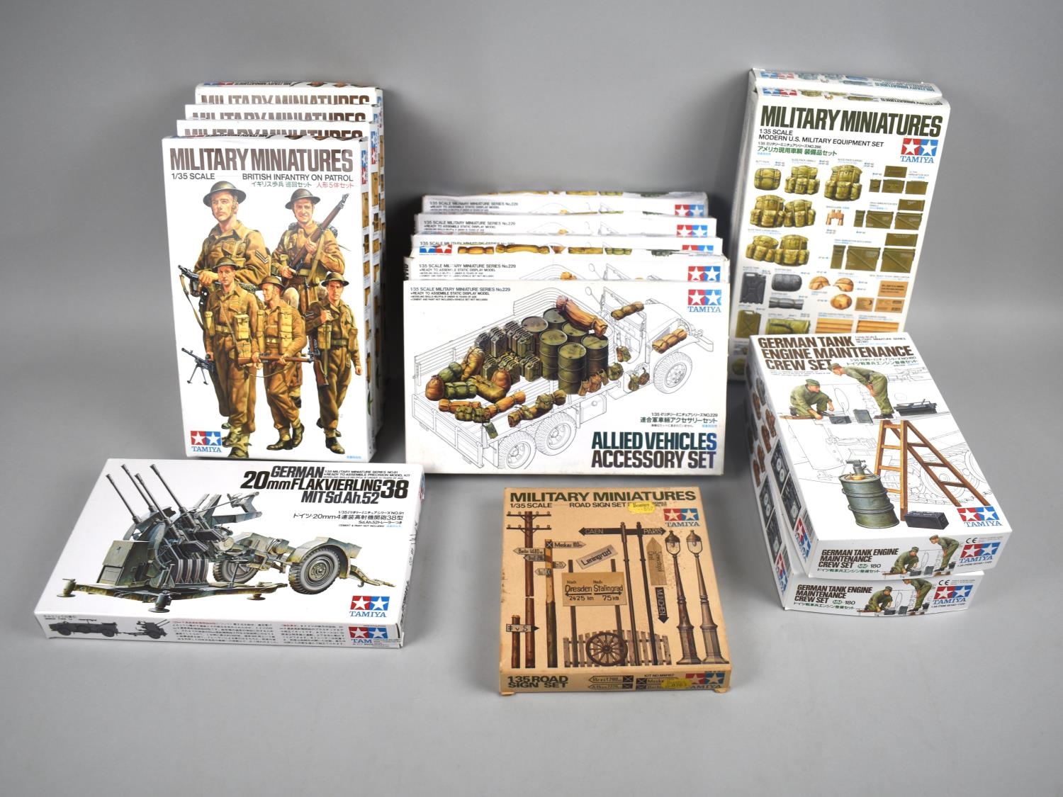 A Box Containing Fifteen Tamia Sets of Model Soldiers and Military Accessories, all model sets
