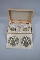 A Cased Silver Plated and Ceramic Continental Coffee for Two Set, Case with Condition Issues