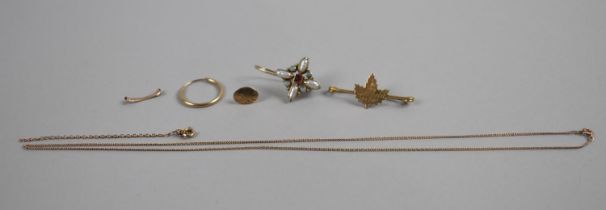 A Collection of Gold and Gold Coloured Metal Items to include 9ct Gold Tie Pin, Part Rose Gold