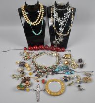 A Three Tiered Box Containing Various Vintage Costume Jewellery to include Clip on Earrings, Faux