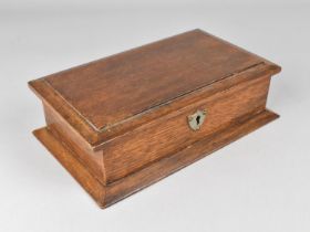 An Edwardian Oak Workbox, Missing Inner Tray, 24cms Wide