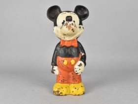 A Vintage Cast Iron Cold Painted Doorstop in the Form of Mickey Mouse, 23cms High