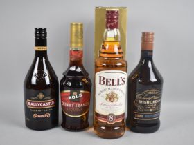 A Single Bottle of Bells Blended Scotch Whisky, Two Cream Liqueurs and a Bottle of Bols Cherry