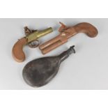 A 19th Century Flintlock Box-Lock Pocket Pistol Inscribed Chaston Merideth, Substantial Condition