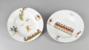 Two Grimwades "The Brownies" Shallow Bowls, (Army) and (Smoker) Designs, inscribed to base "Brownies