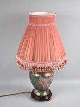 A Modern Oriental Ceramic Table Lamp in the Form of a Vase, Complete with Shade, 55cms High Overall