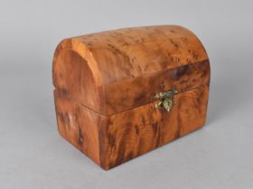 A Modern Far Eastern Burr Wood Arched Top Storage Box, 12cms Wide