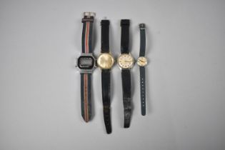 Four Vintage Wrist Watches to include Two Manual Gents Examples, Ingersoll and Timex, a Lanco Ladies