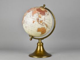 A Modern Desktop Globe on Brass Stand, 34cms High