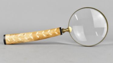 A Modern Desktop Magnifying Glass with Bone Effect Handle, 27cms Long