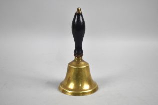 An Early 20th Century Brass Hand Bell with Turned Wooden handle, 16cms High