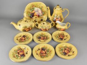 Seventeen Pieces of Aynsley Orchard Gold to Comprise Tea Pot, Coffee Pot, Lidded Sugar, Milk Jug,