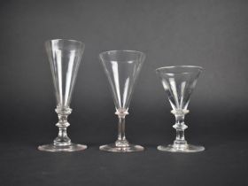 Three 19th Century Drinking Glasses to Comprise Fluted Glass on Knopped Stem and Circular Foot, 15.