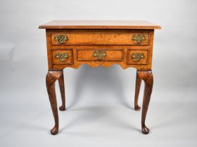 A Late 20th Century Burr Wood Lowboy with Long Drawer Over Centre Smaller Drawer and Two Deep