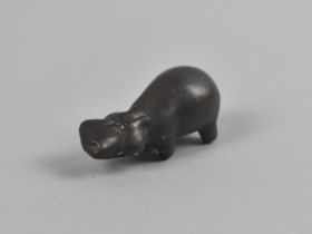 A Miniature Bronze Study of a Hippo, 3cm long