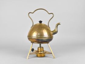 A Henry Loveridge Hand Beaten Arts and Crafts Brass Spirit Kettle, Complete with Burner and Stand,