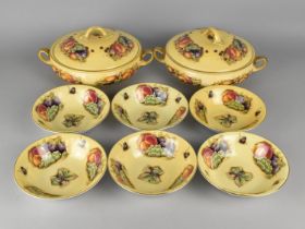 Two Aynsley Orchard Gold Tureens and Six Matching Bowls