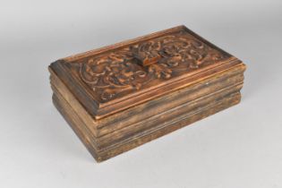 An Early/Mid 20th Century Carved Wooden Box with Removable Lid, 34cms Wide