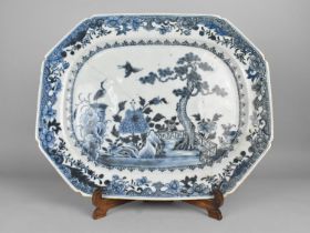 A 19th Century Chinese Blue and White Porcelain Export Platter Decorated with Walled Garden Scene
