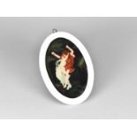 A Reverse Painted on Glass Miniature Depicting Boy and Girl on Swing, 14.5x9cms
