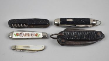 A Collection of Various Pen Knives to include Mother of Pearl Handled Silver Bladed Example,
