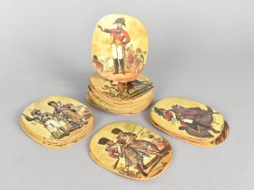 A Collection of Late 20th Century Printed Oval Coasters Depicting 19th Century Infantry and Cavalry,