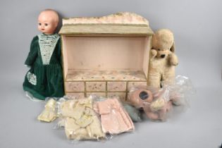 A Collection of Various Vintage Dolls, Soft Toy, Toy Wardrobe Etc
