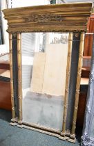 A Large Reproduction Gilt and Ebonized Framed Pier Mirror, 97cms Wide and 156cms High