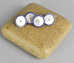 A Set of Four Mother of Pearl, Blue Enamel and Seed Pearl Edwardian Circular Studs, Marked to Back