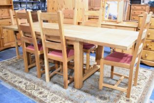 A Modern Drawer Leaf Dining Table and Six Ladder Back Chairs,Table Extends to 237x90cm