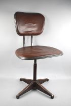 A Mid 20th Century Metal Framed Industrial Machinists Swivel Chair by Evertaut