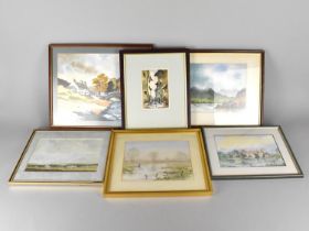 A Collection of Five Framed Watercolours to Include Examples by Prescott etc