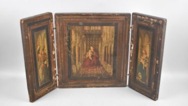 A Reproduction Italian Neo- Renaissance Triptych Icon, 36.5x40cms When Closed