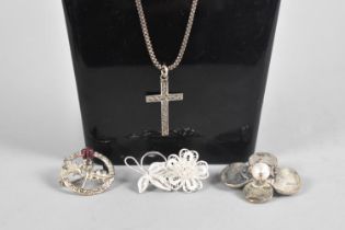 A Collection of Silver Jewellery to include Pearl Mounted Floral Brooch, Filigree Brooch, Scottish