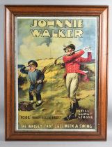 A Framed Johnnie Walker Advertising Print, "The Whisky that Goes with a Swing", Glass Cracked,