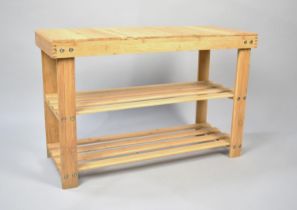 A Modern Pine Two Tier Boot Stand, 70cms Wide