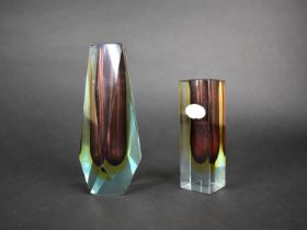 Two Murano Sommerso Glass Vases, 12cm and 16cm high