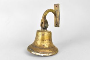 A Brass Shop Door Bell, 20cm high