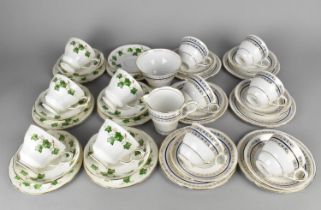 A Royal Stafford Blue and Silvered Trim Tea Set Together with a Colclough Ivy Pattern Example