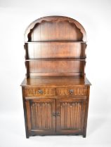 A Mid 20th Century Oak Dutch Dresser with Linenfold Panel Door to Base Cupboard, Shelved Plate Rack,