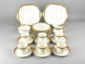 An Early 20th Century Aynsley Black and Gilt Greek Trim Tea Set to Comprise Six Cups, Nine