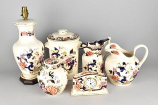 Five Pieces of Mason's Mandalay to Comprise Two Jugs, Lamp Base and Storage Pot Together with a