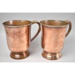 A Pair of Early 19th Century Copper 1 Quart Measures, Base Plate Stamped Spalding and M, 15.5cms