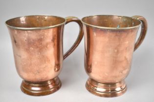 A Pair of Early 19th Century Copper 1 Quart Measures, Base Plate Stamped Spalding and M, 15.5cms