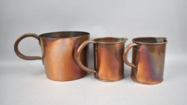 A Collection of Three Victorian/Edwardian Copper Jugs