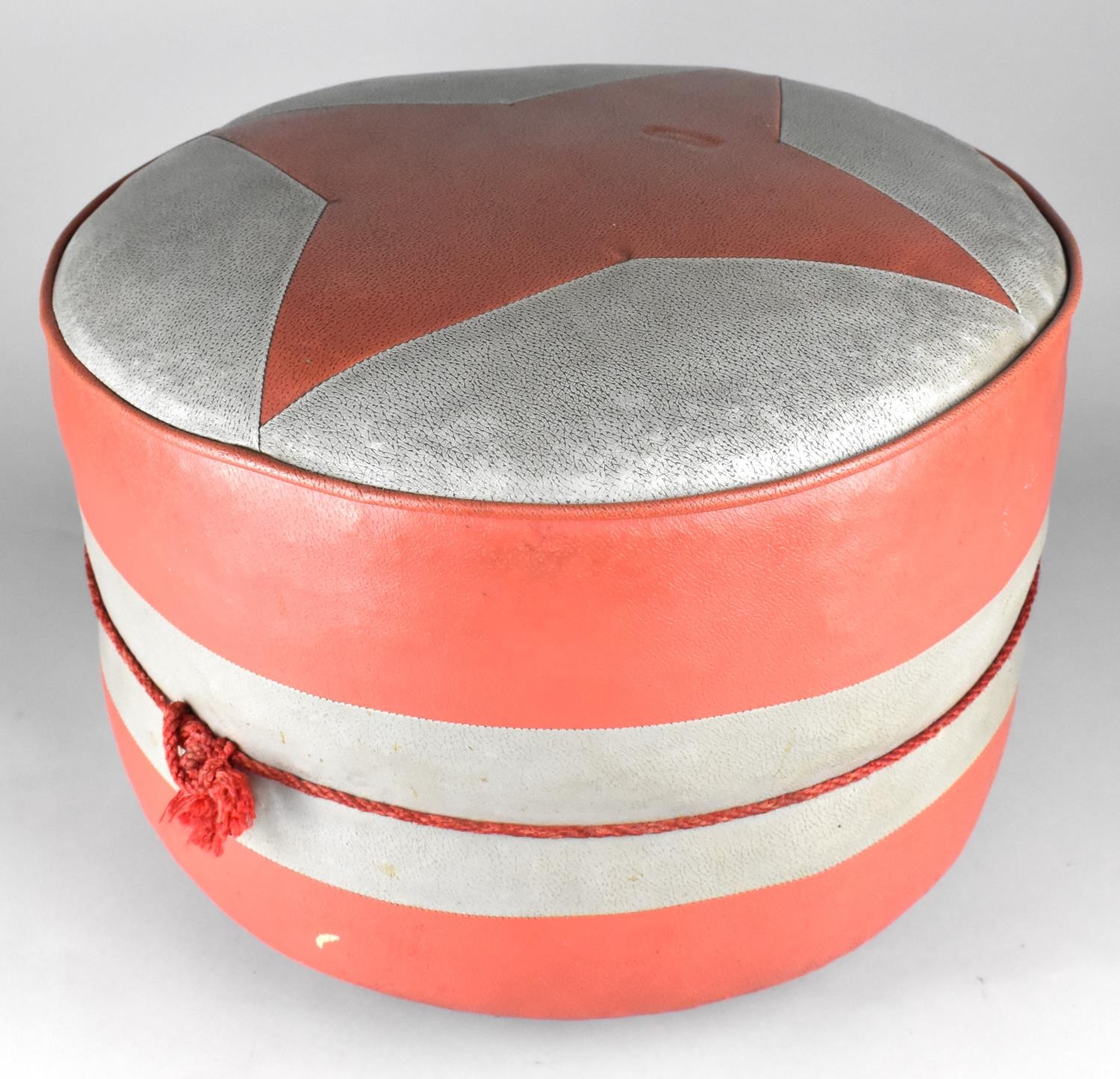 A 1960s Circular Leather Effect Footstool, 43cms Diameter